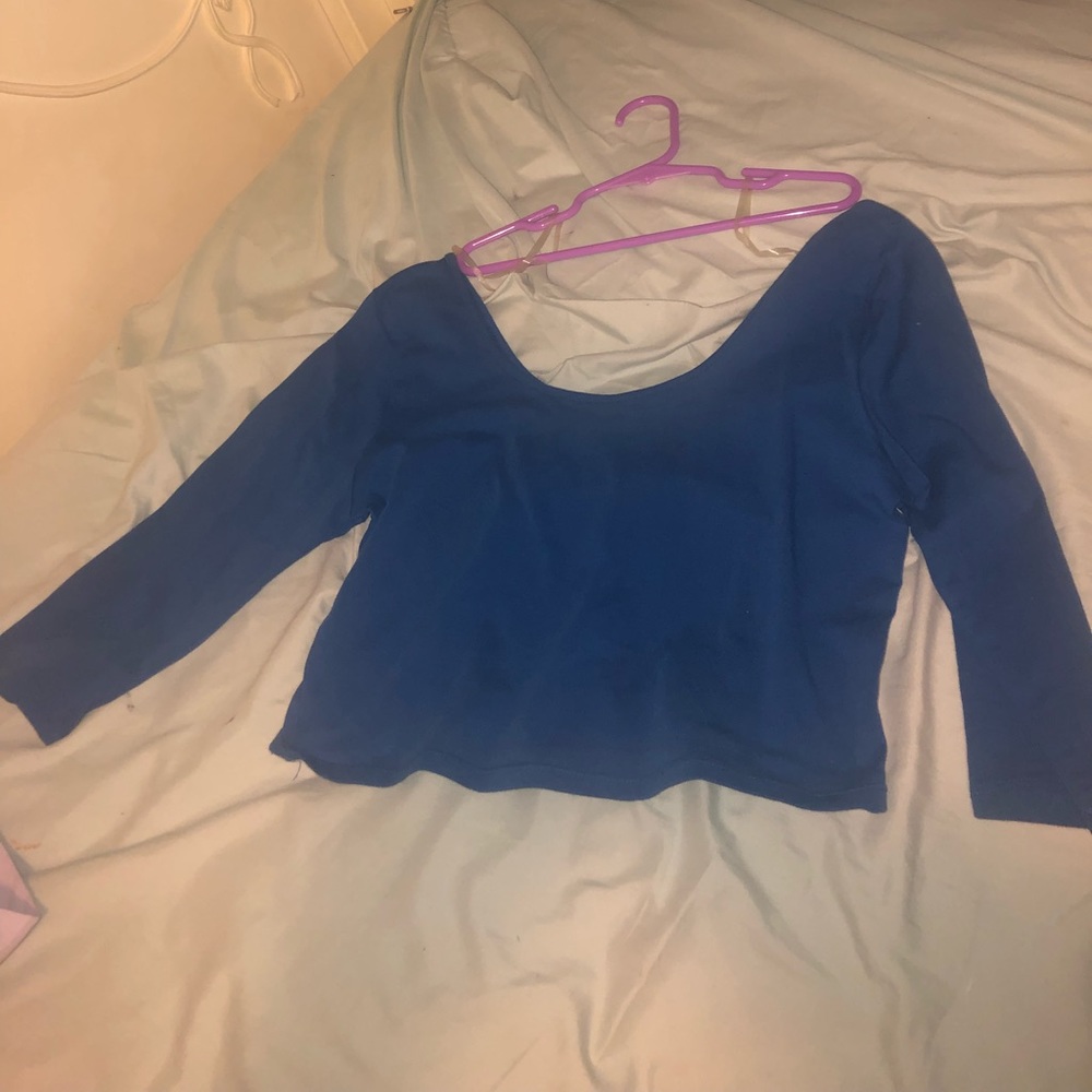 Blue long sleeve cropped shirt